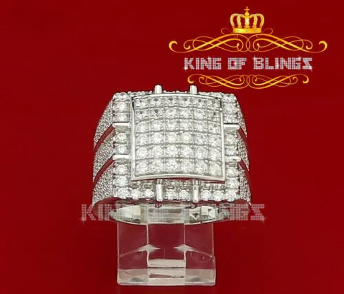 5.30ct Cubic Zirconia White Hip Hop Square Men's Adjustable Ring From SZ 9 to 11