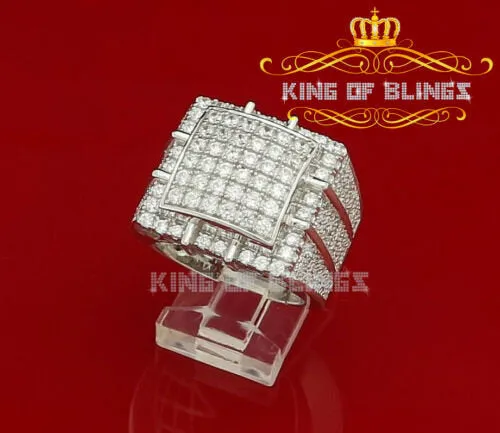 5.30ct Cubic Zirconia White Hip Hop Square Men's Adjustable Ring From SZ 9 to 11