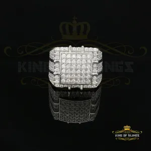 5.30ct Cubic Zirconia White Hip Hop Square Men's Adjustable Ring From SZ 9 to 11