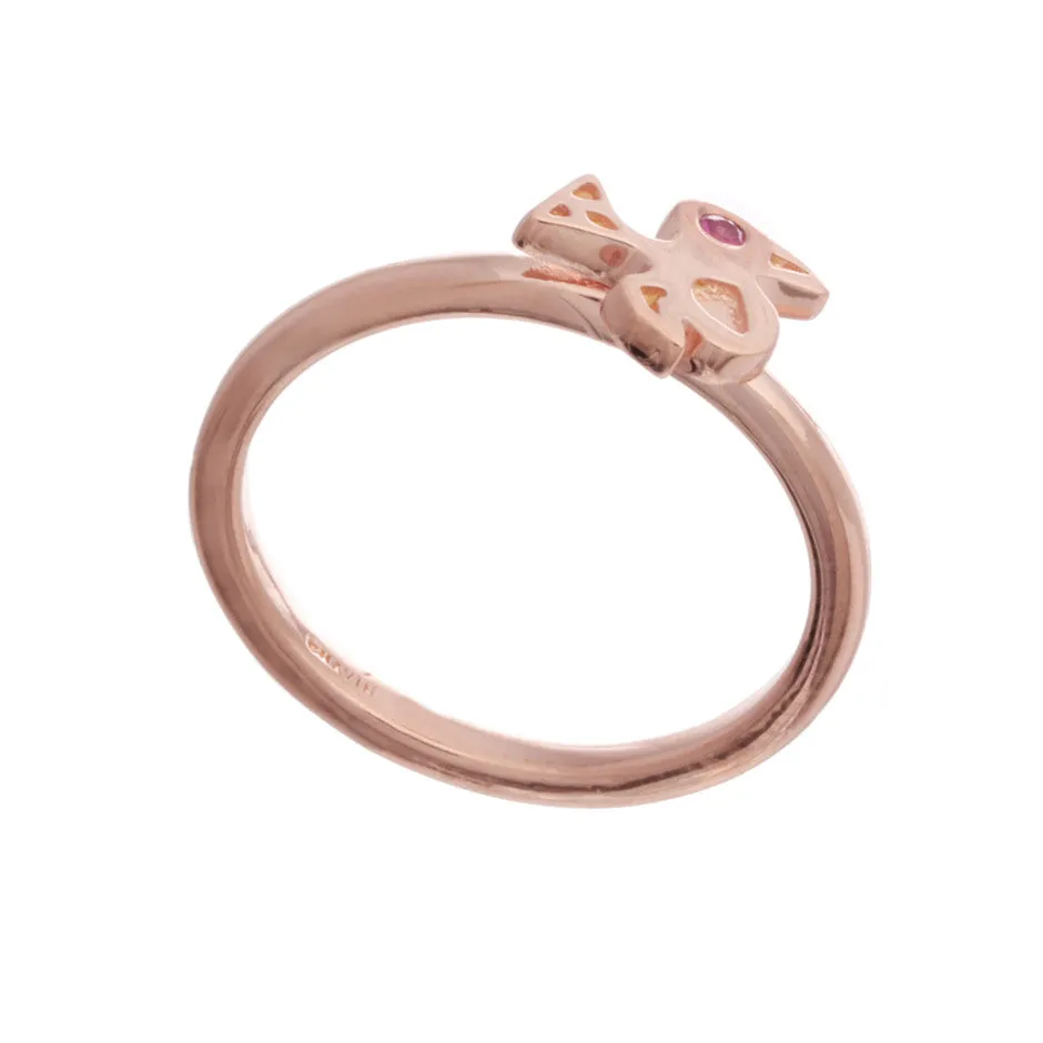 70%  DISCOUNT Exotic 18ct Rose Gold  Vermeil and Ruby/Orange Sapphire  Bird Stacking Ring