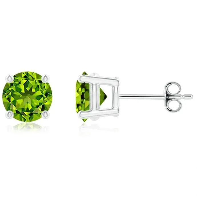 925 Sterling Silver Round/Oval Peridot Stud Earrings