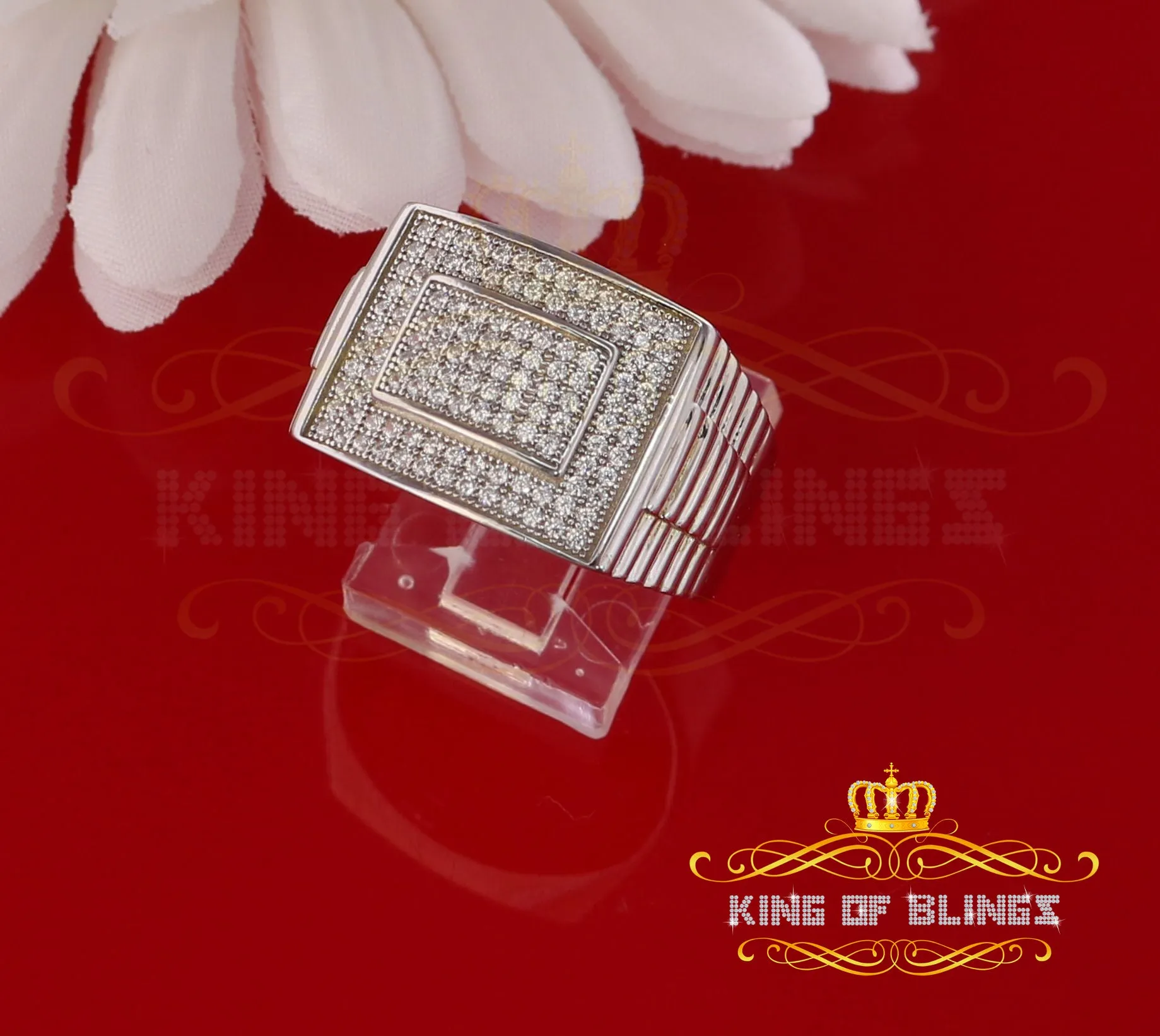 925 Sterling White Silver Square 1.20ct Cubic Zirconia Men's Ring Big Size10