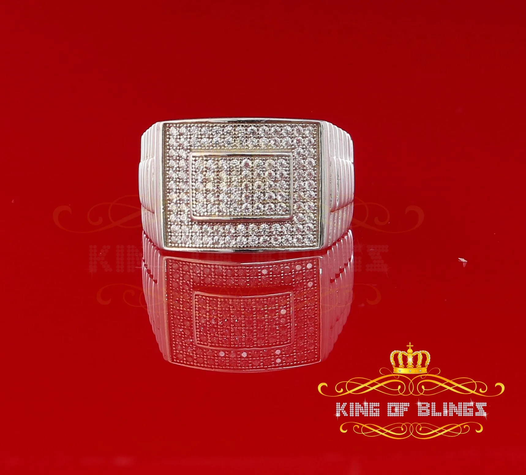 925 Sterling White Silver Square 1.20ct Cubic Zirconia Men's Ring Big Size10