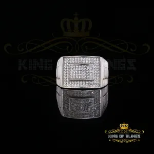 925 Sterling White Silver Square 1.20ct Cubic Zirconia Men's Ring Big Size10