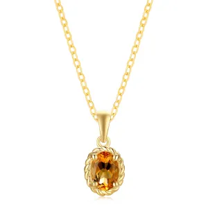 9ct Yellow Gold Oval Cut 7x5mm Citrine November Pendant