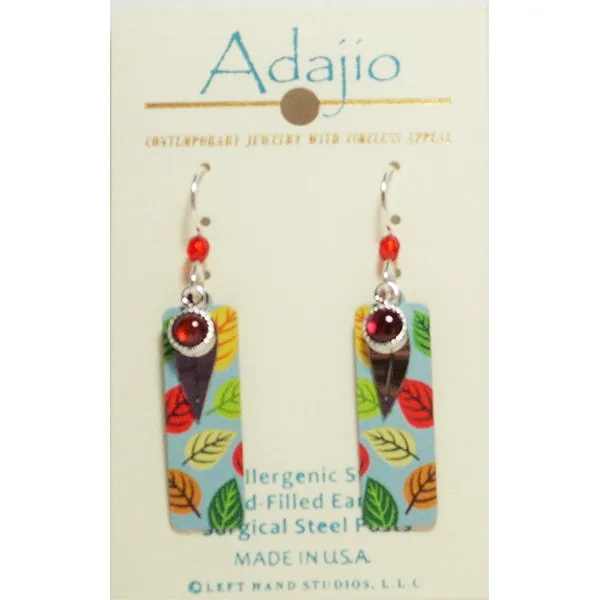 Adajio Multi-Color Fall Leaves Rectangular Pierced Earrings