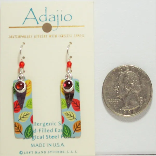 Adajio Multi-Color Fall Leaves Rectangular Pierced Earrings