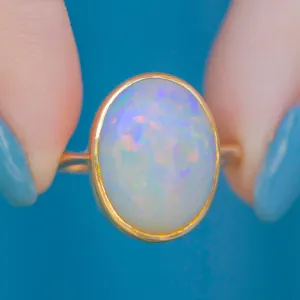 Antique 18ct Gold Opal Cabochon Ring, 3.52ct