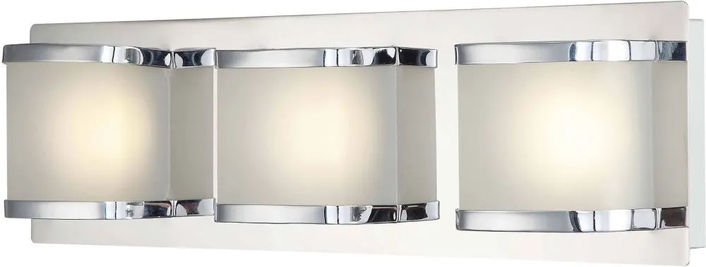 Bandeaux 3 Light Led Vanity In Chrome and Opal Glass