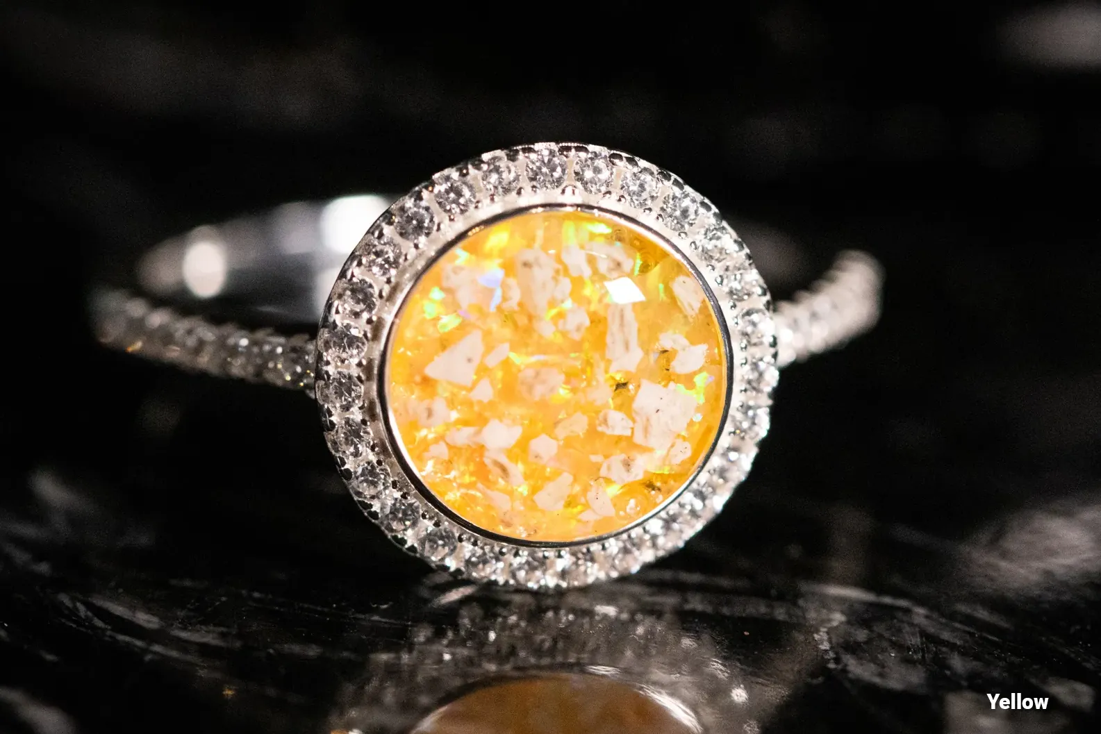 Bedazzled Circle Opal Cremation Ring