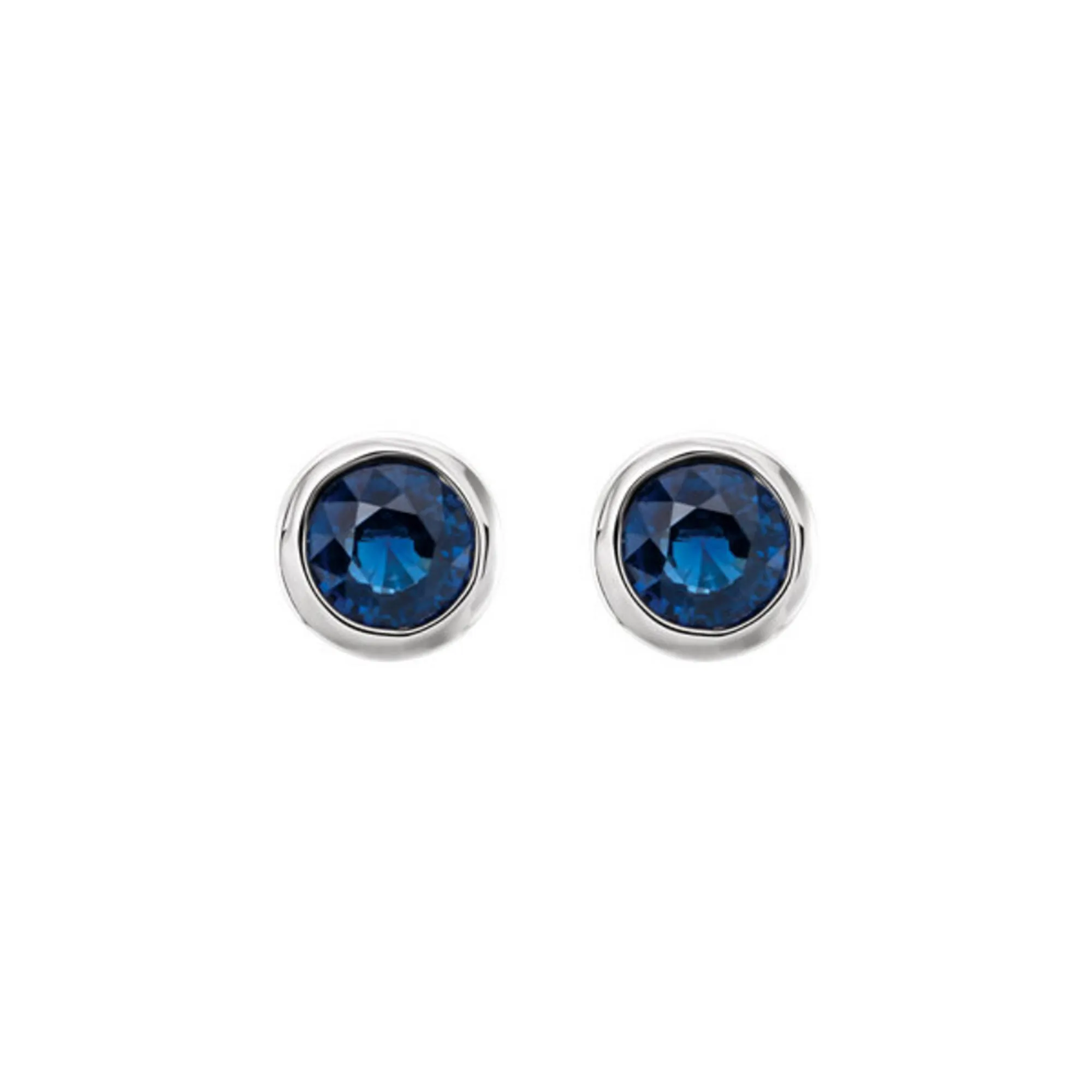 Bezel-Set Genuine Gemstone Stud Earrings in White, Yellow or Rose Gold