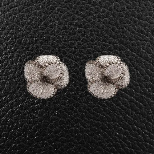 Black & White Diamond Flower Earrings