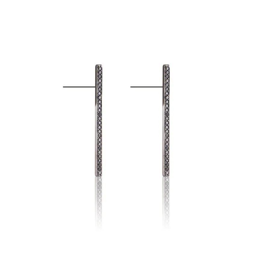 Black Diamond Bar Earrings