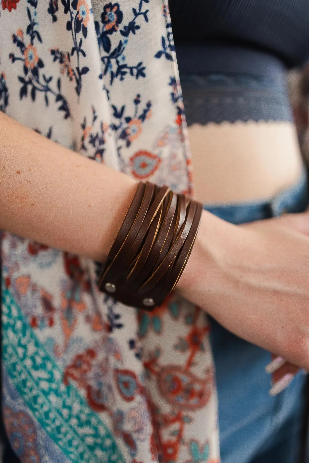 Braided Leather Cuff Bracelet w/ Adjustable Clasp