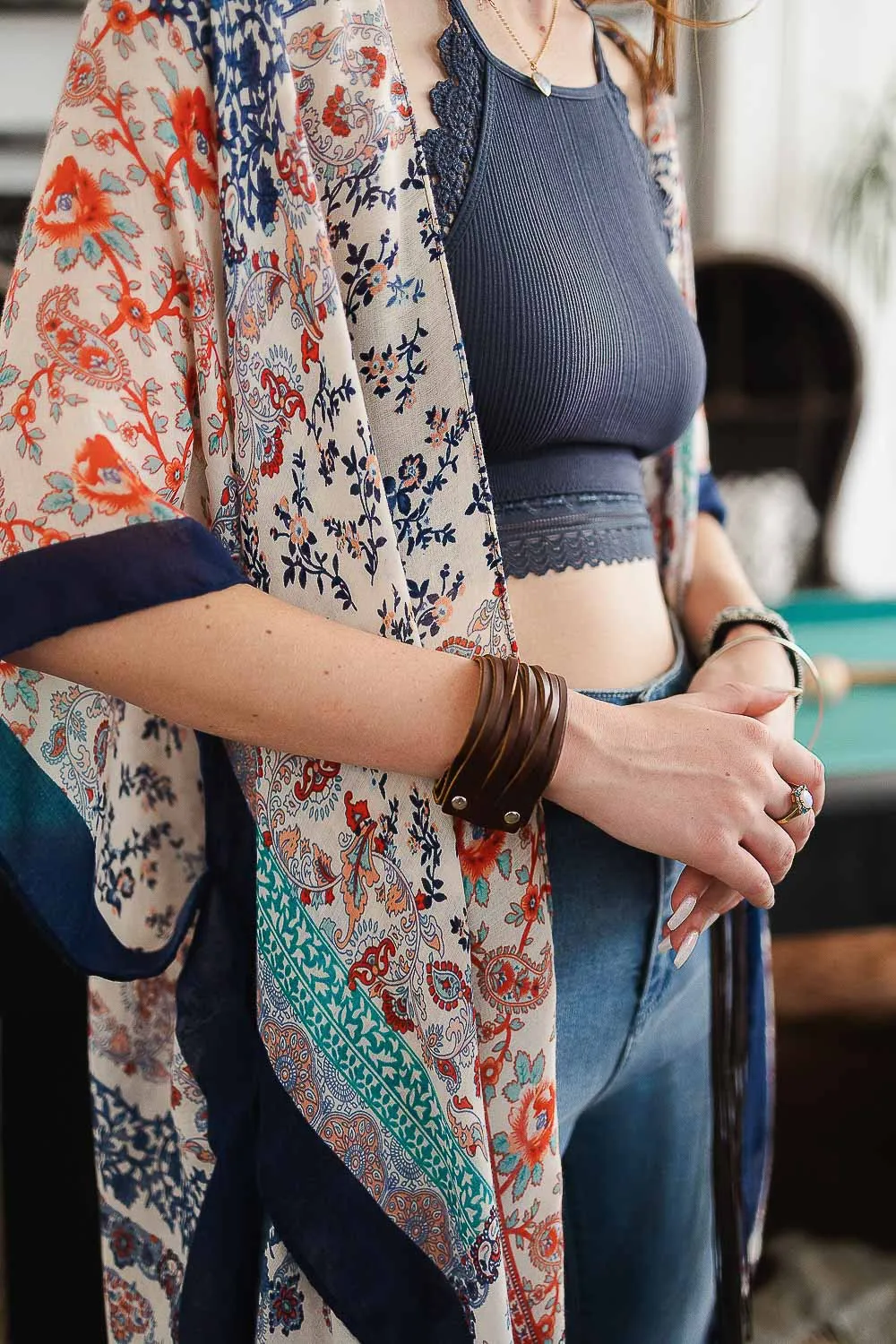 Braided Leather Cuff Bracelet w/ Adjustable Clasp