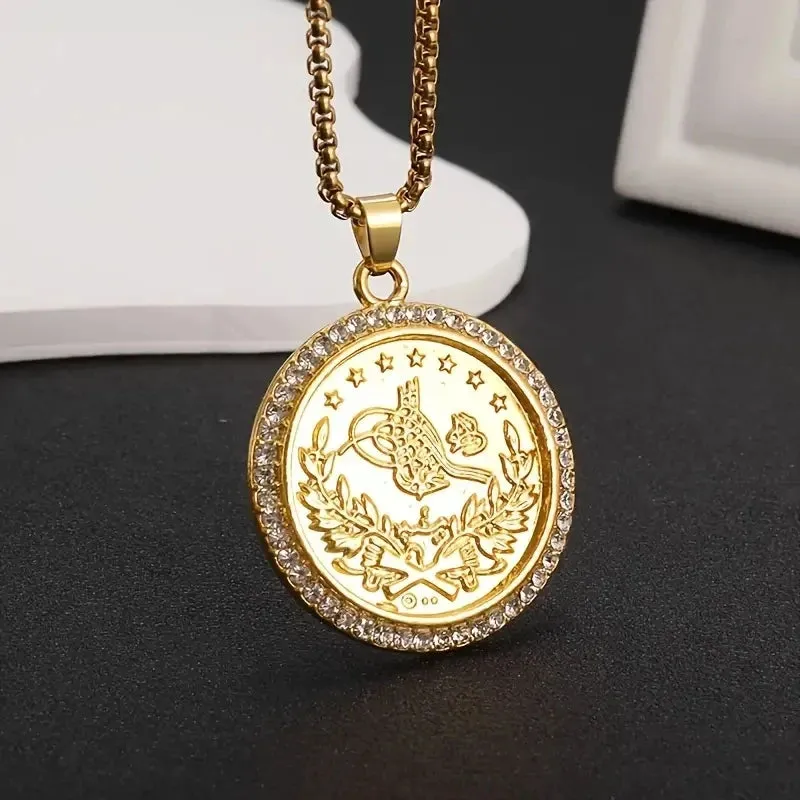 Brand New Gold Color Holy Spirit Pendant Ladies Men Casual Zircon Chain Necklace Religious Jewelry Gift