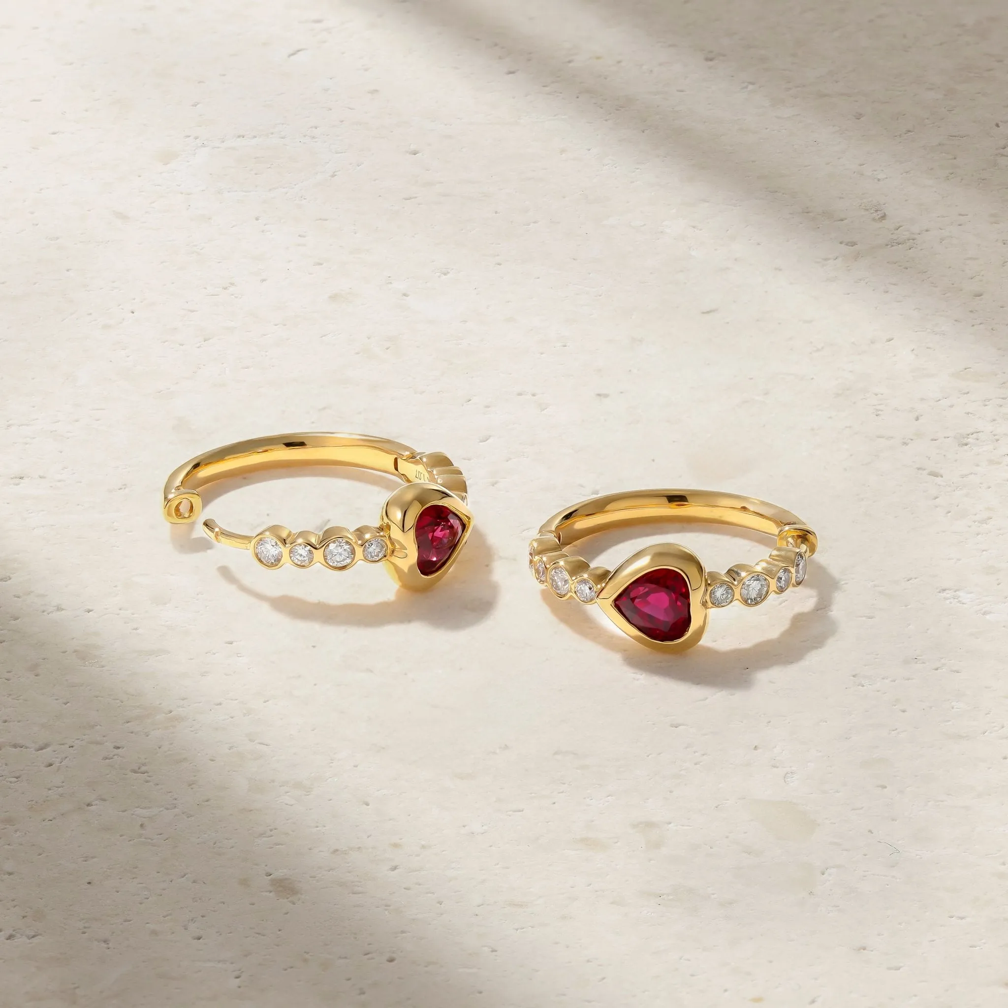 Bubbly Dilara Ruby and Diamond Mini Hoop Earrings