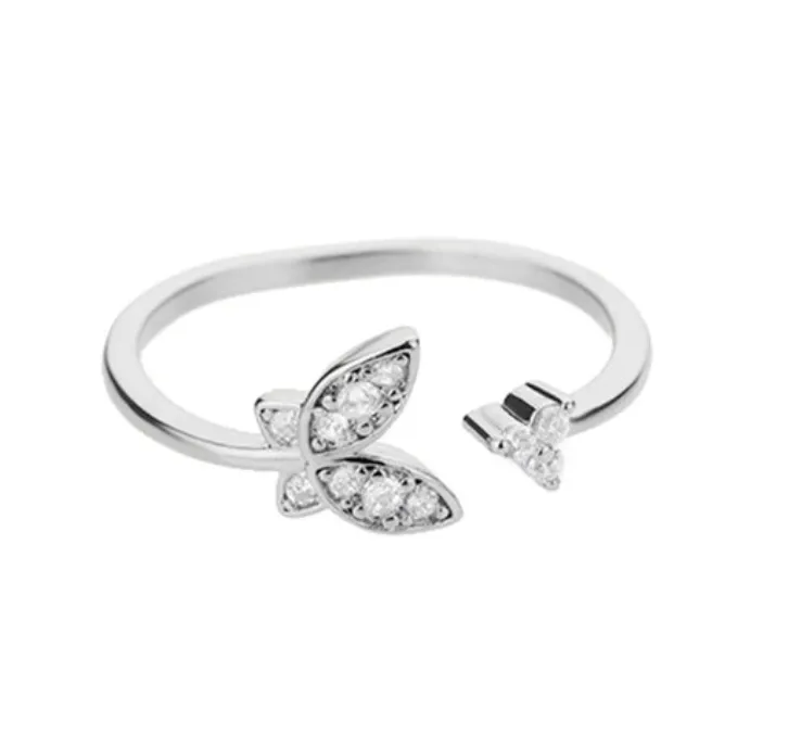 Butterfly Cubic Zircon Ring (Gold & Silver)