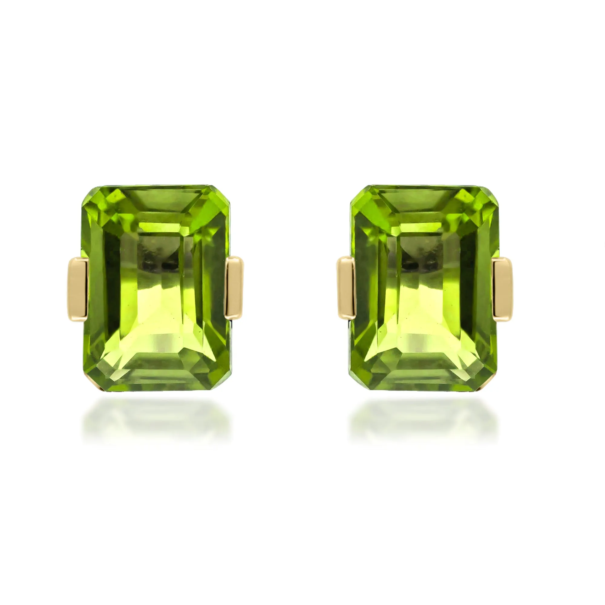 Callie 10K Yellow Gold Emerald-Cut Manchurian Peridot Earrings