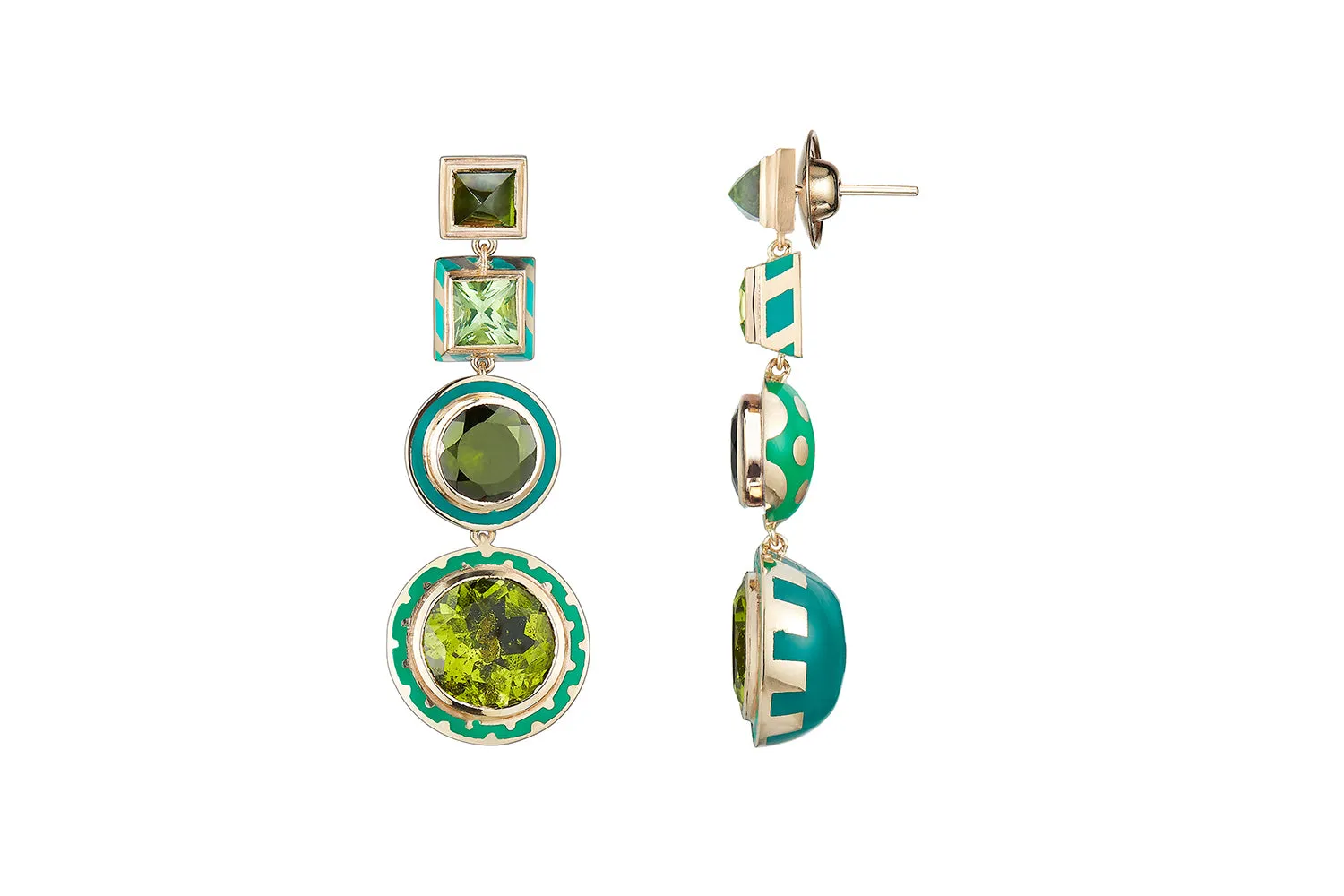 Candy Lacquer Chandelier Earring Green Tourmaline