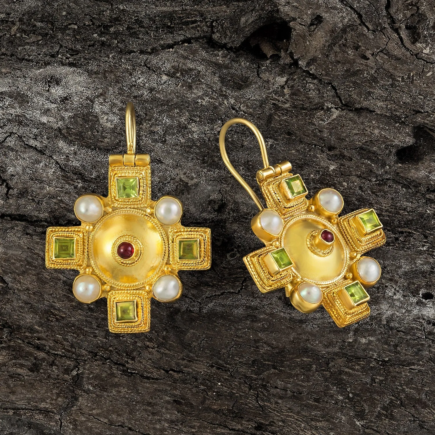 Canterbury Cross Peridot Earrings