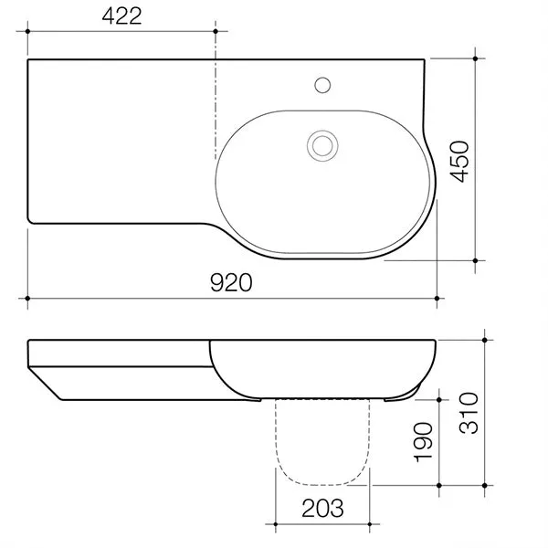 Caroma Opal 920mm Wall Basin