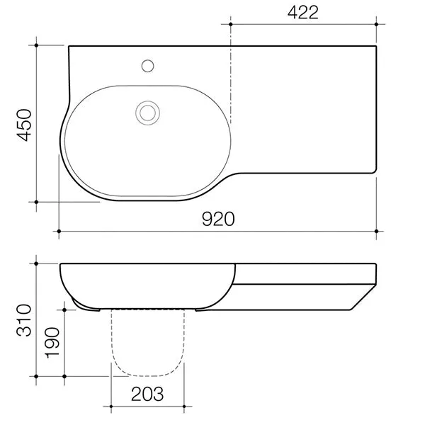 Caroma Opal 920mm Wall Basin