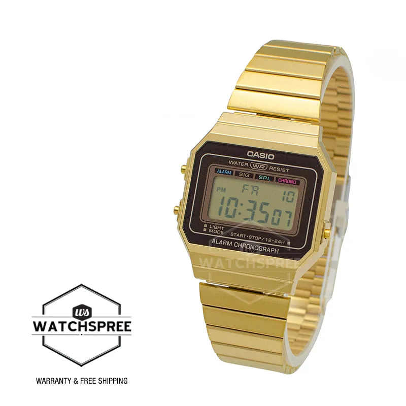 Casio Vintage Standard Digital Gold Ion Plated Stainless Steel Band Watch A700WG-9A