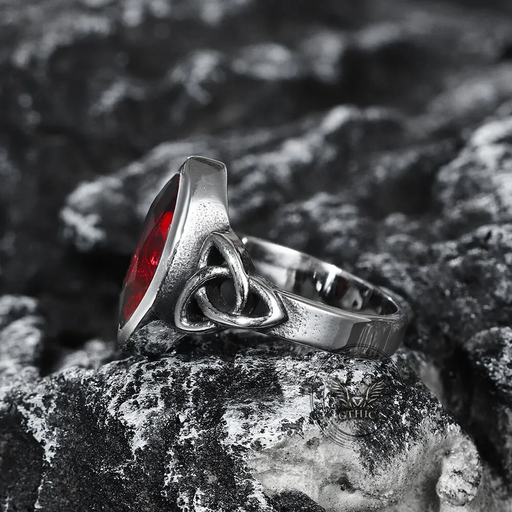 Celtic Knot Gemstone Stainless Steel Viking Ring