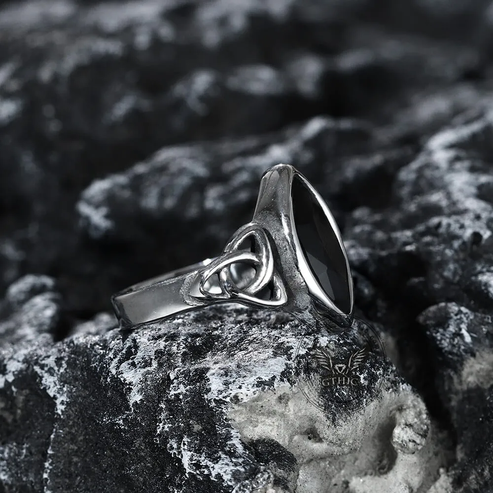 Celtic Knot Gemstone Stainless Steel Viking Ring