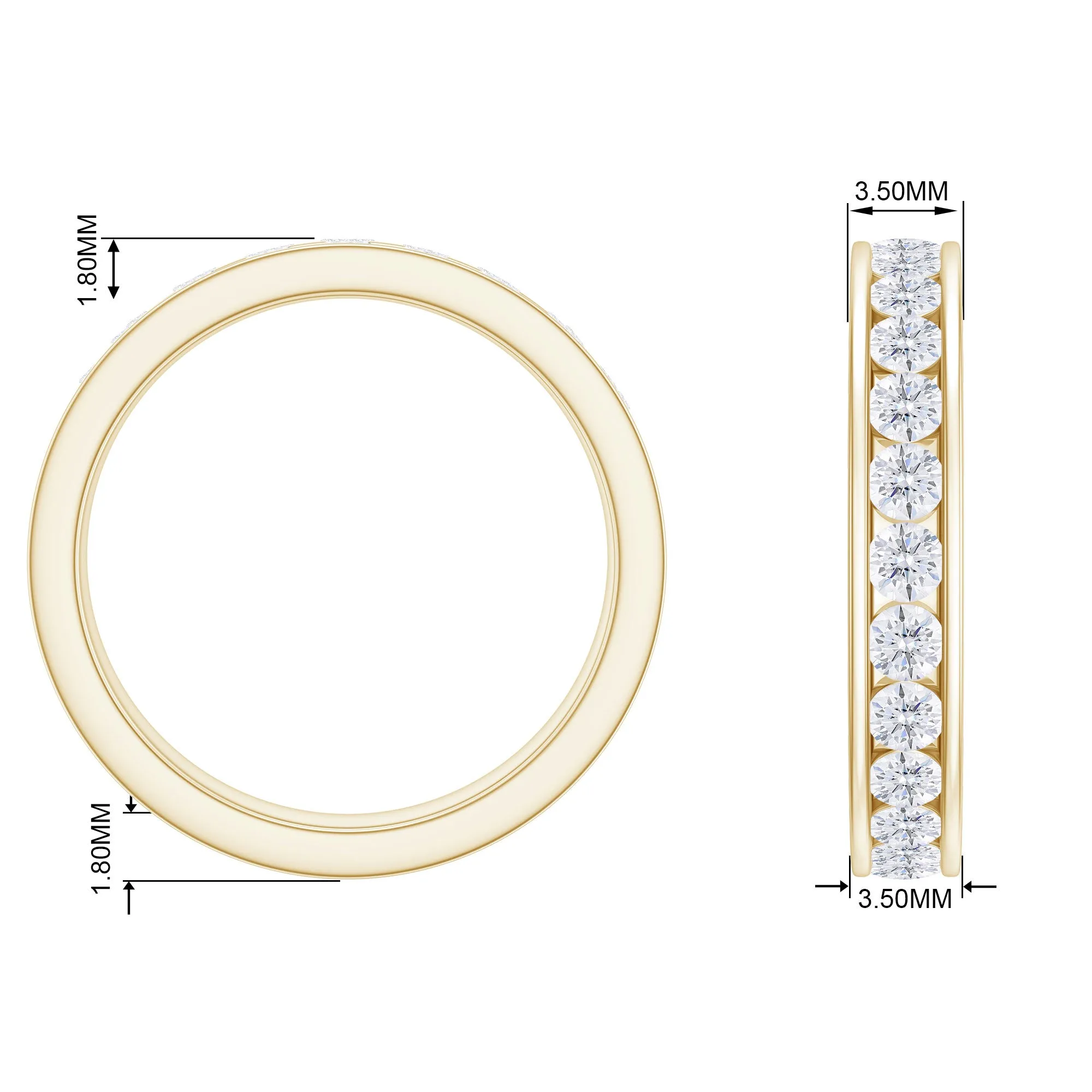 Channel Set Round Cubic Zirconia Full Eternity Band Ring