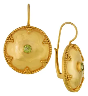 Cheshire Disc Peridot Earrings