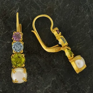 Christina Rossetti Pearl, Peridot, Blue Topaz and Amethyst Earring