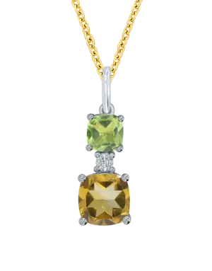 Citrine Pendant - 10ct Yellow Gold Peridot, Citrine and Diamond Pendant - 786683