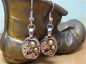 Citrine  - Steampunk Earrings - Repurposed art