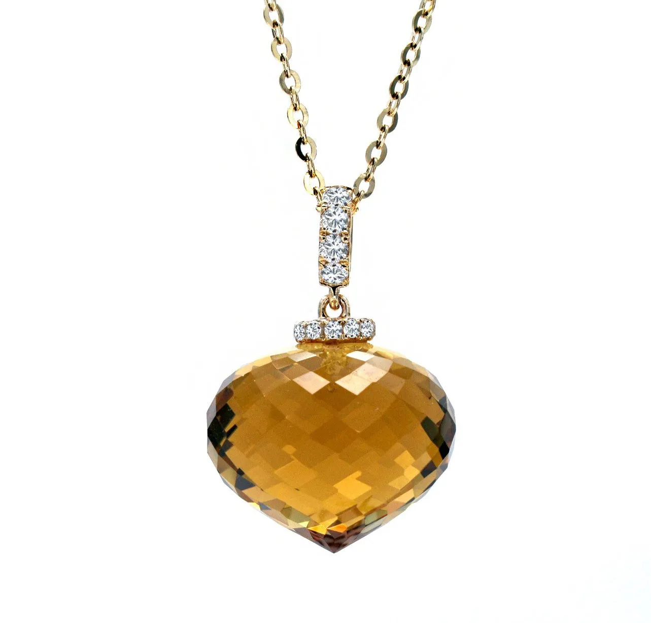 Citrine White Diamond Pendant