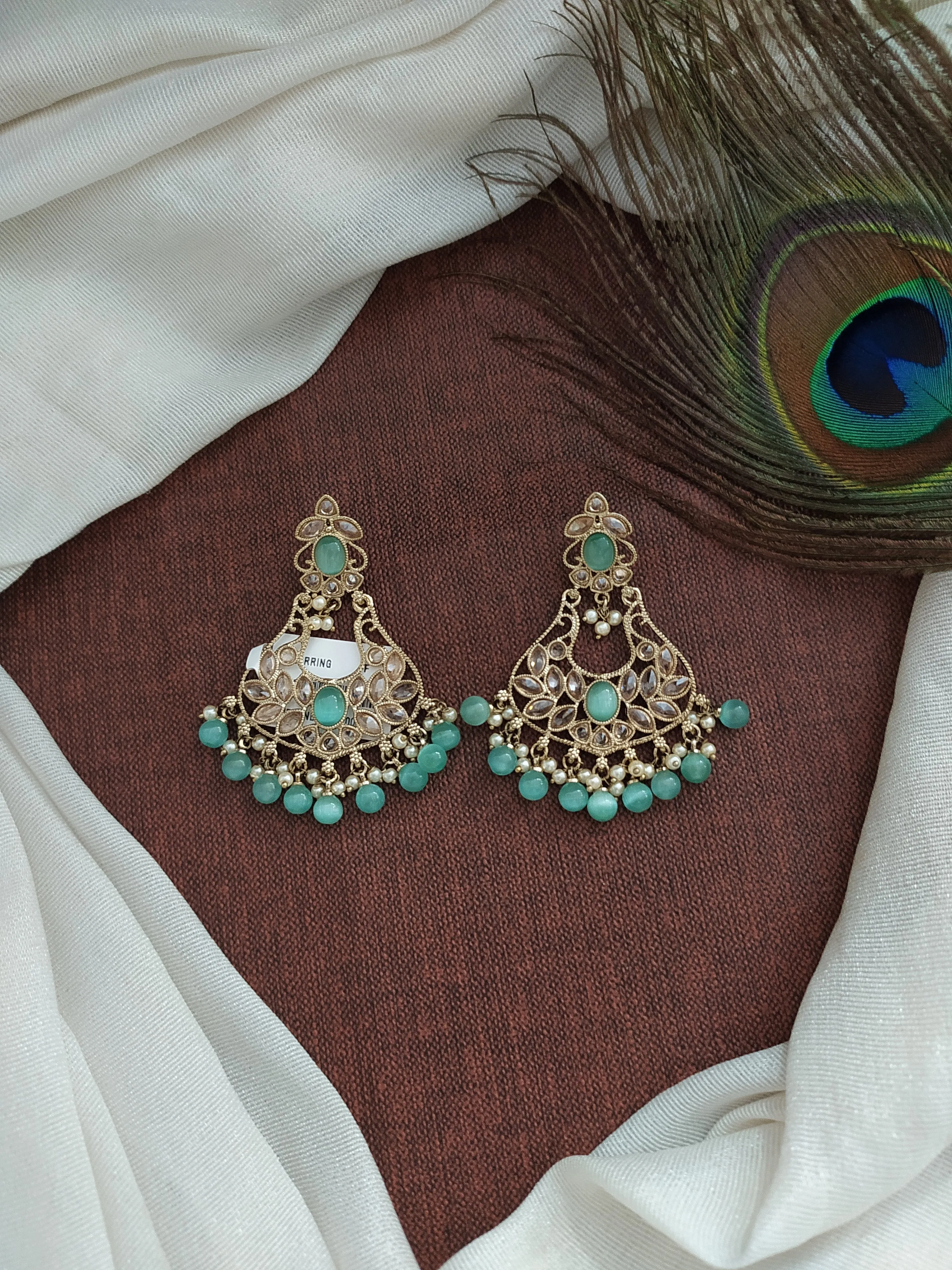 Classic Design Beautiful Chandbali Style Mehandi Earrings