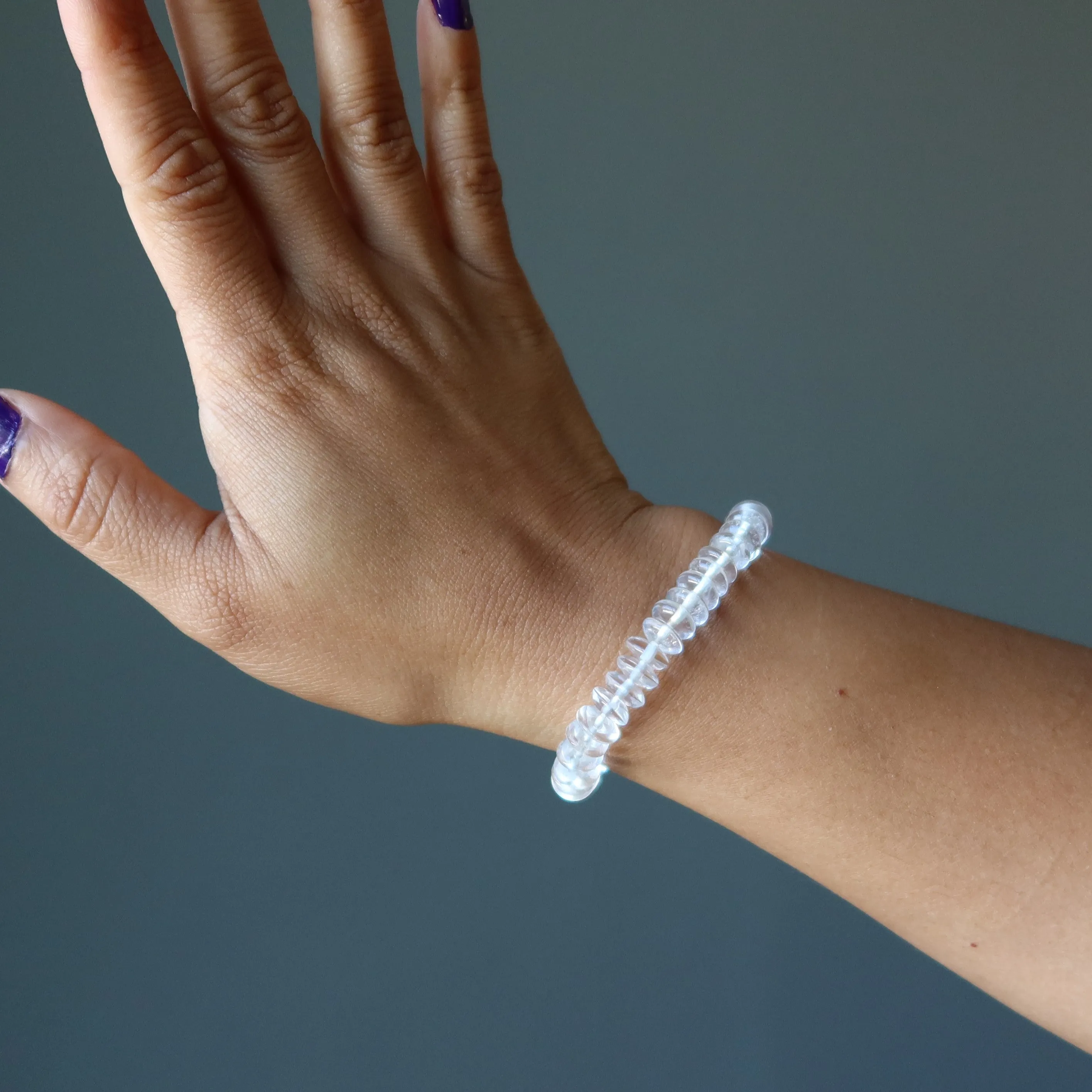 Clear Quartz Bracelet Waltz and Tango Rondelle Healing Crystal