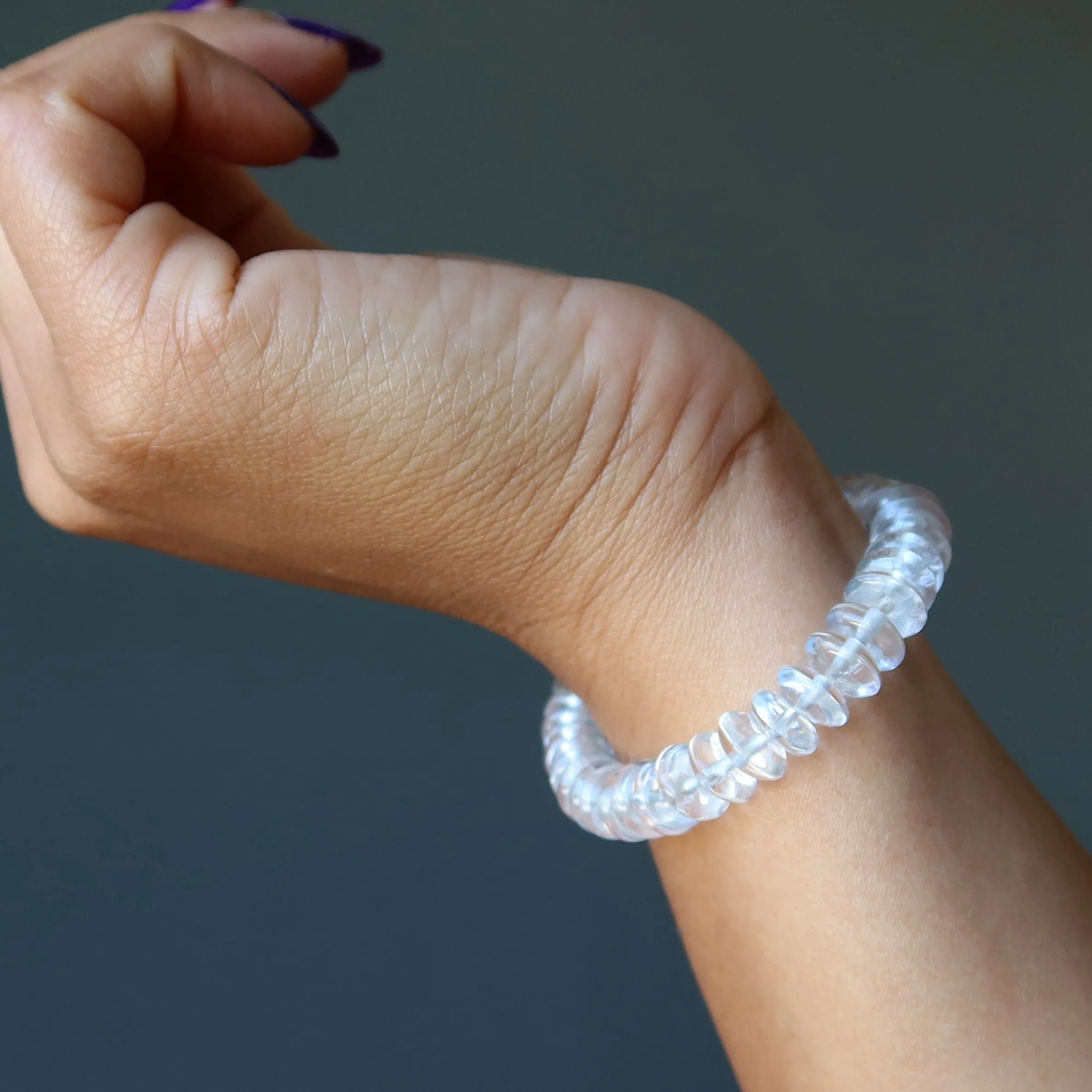 Clear Quartz Bracelet Waltz and Tango Rondelle Healing Crystal