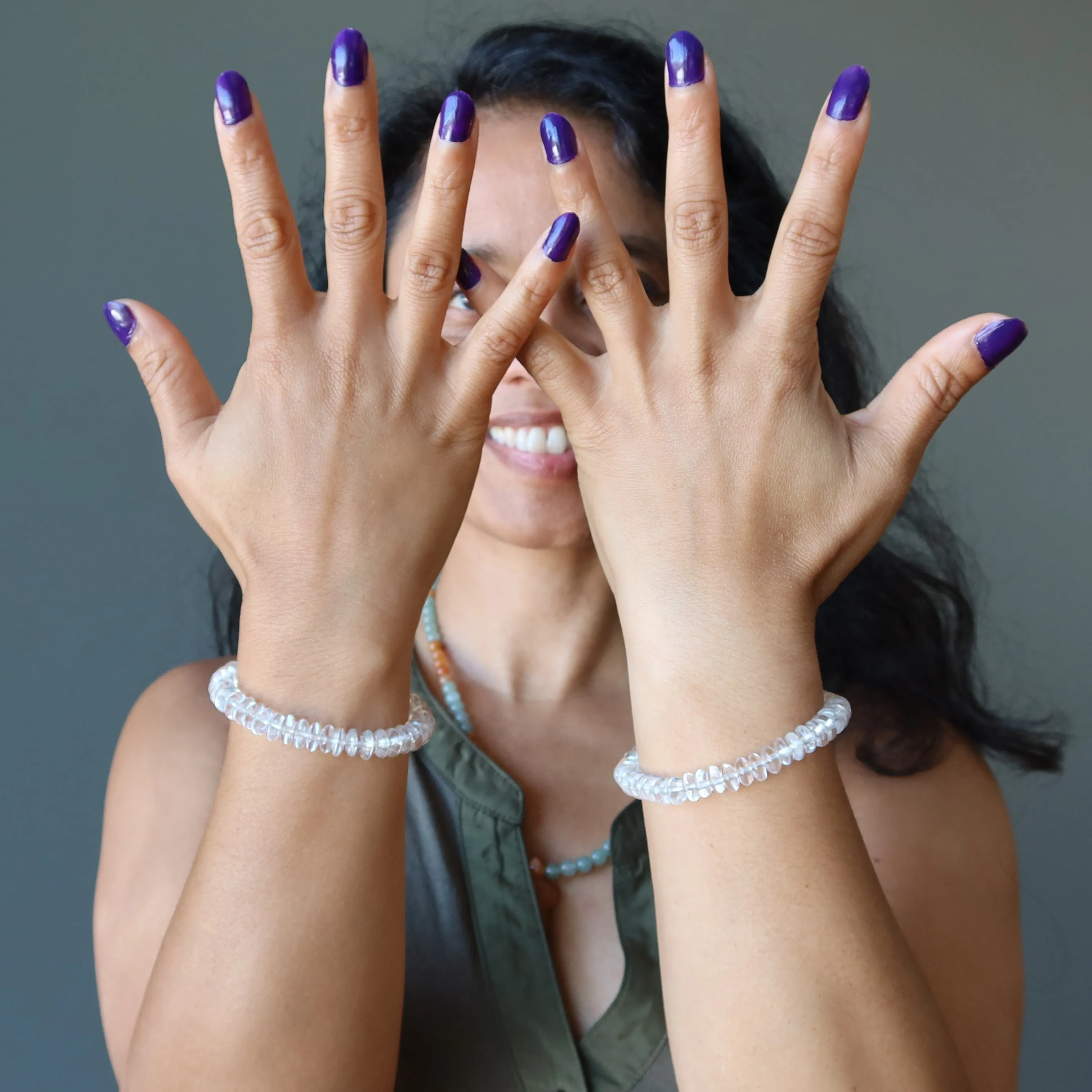 Clear Quartz Bracelet Waltz and Tango Rondelle Healing Crystal