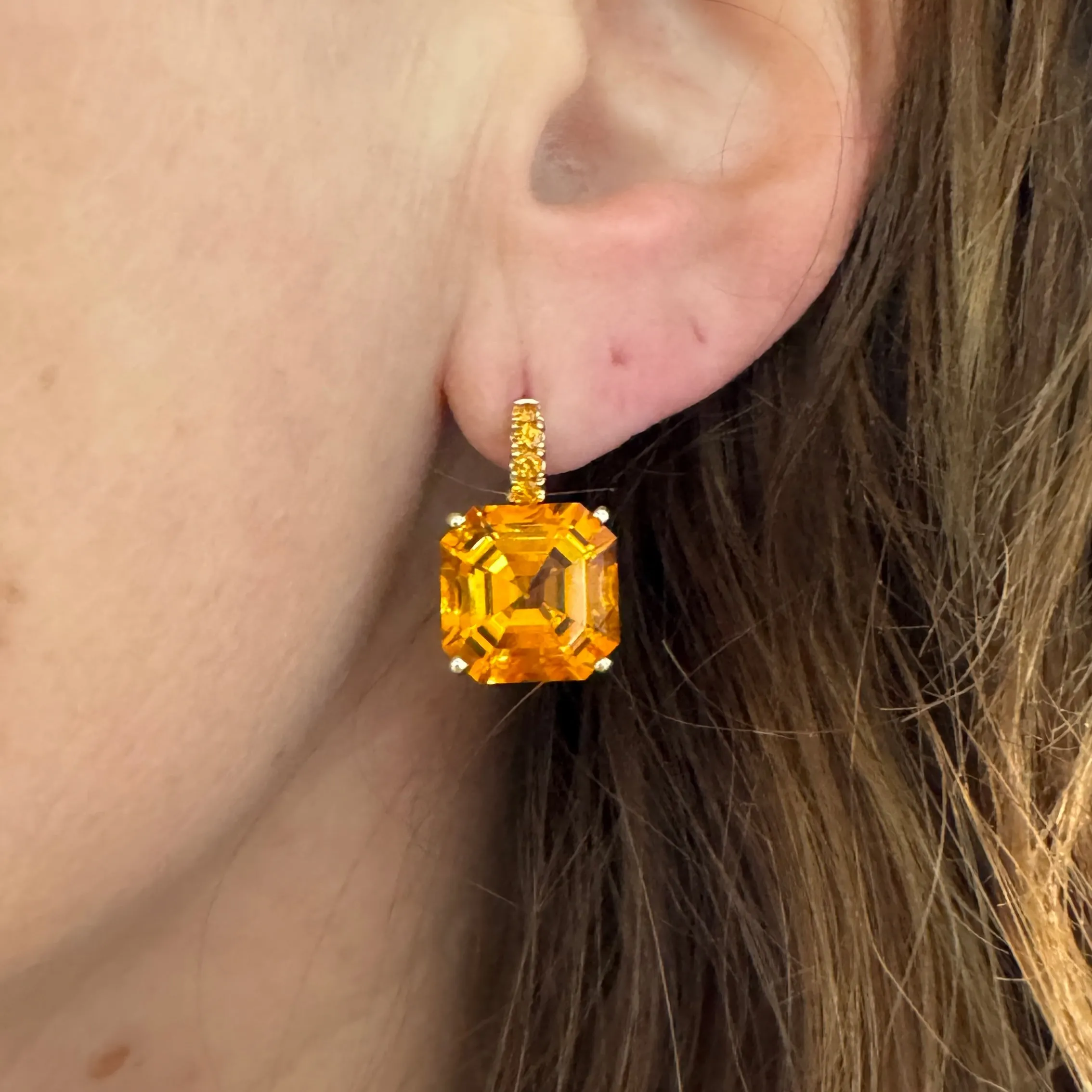 Color Candy Orange Citrine & Orange Sapphire Drop Earrings