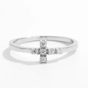 Cross Ring 925 Sterling Silver Zircon Jewelry