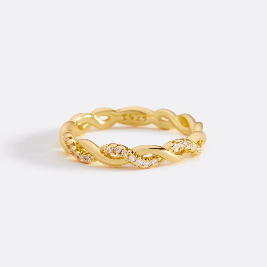 Dainty Pave Twist Stacking Ring