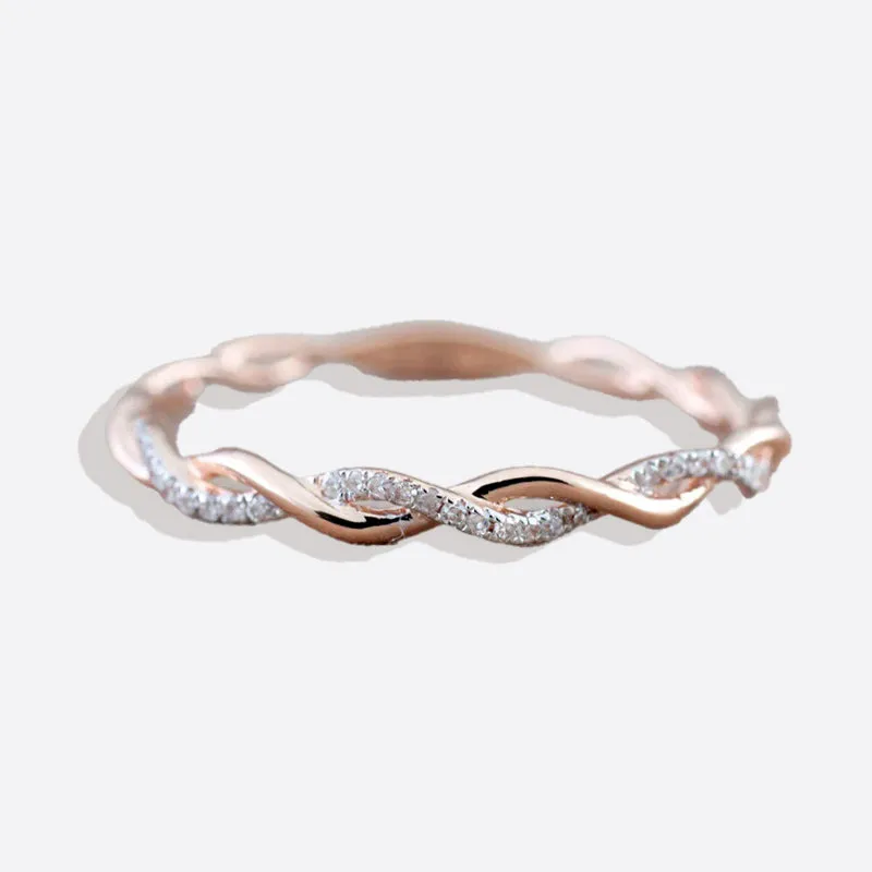 Dainty Pave Twist Stacking Ring