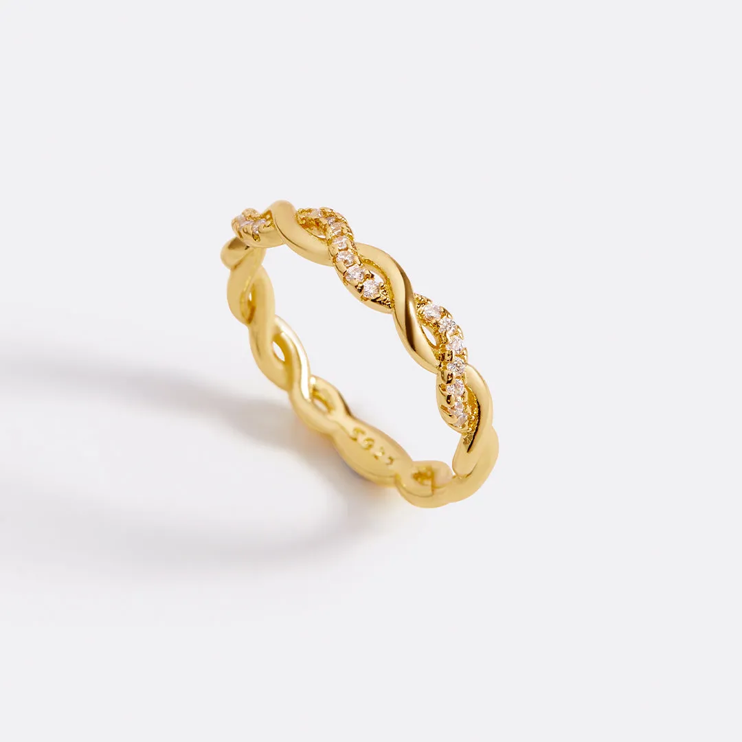 Dainty Pave Twist Stacking Ring