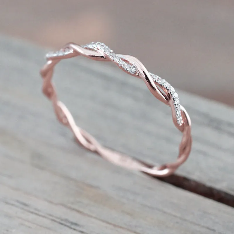 Dainty Pave Twist Stacking Ring