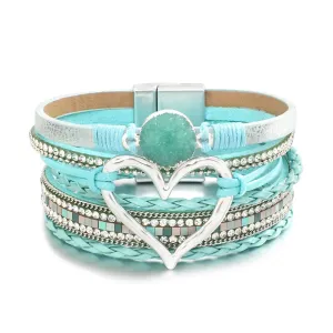 'Dalgu' Heart Charm Cuff Bracelet - mint