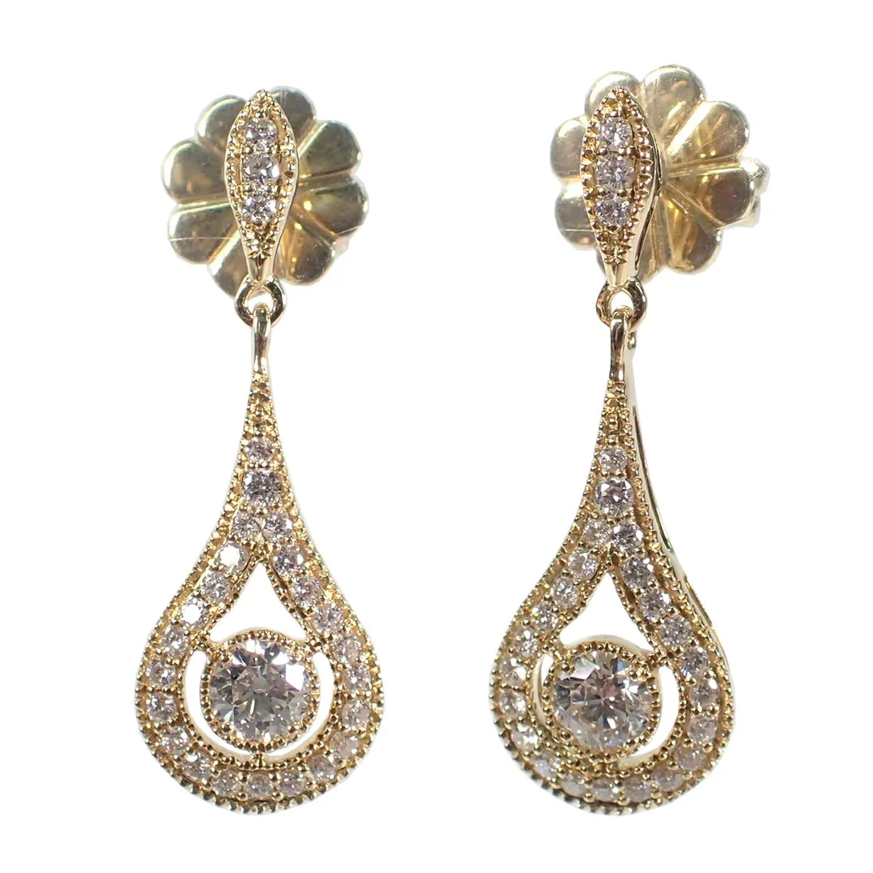 Diamond Drop Earrings - 18ct Yellow Gold