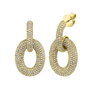 DIAMOND PAVE LINK DOOR KNOCKER EARRINGS