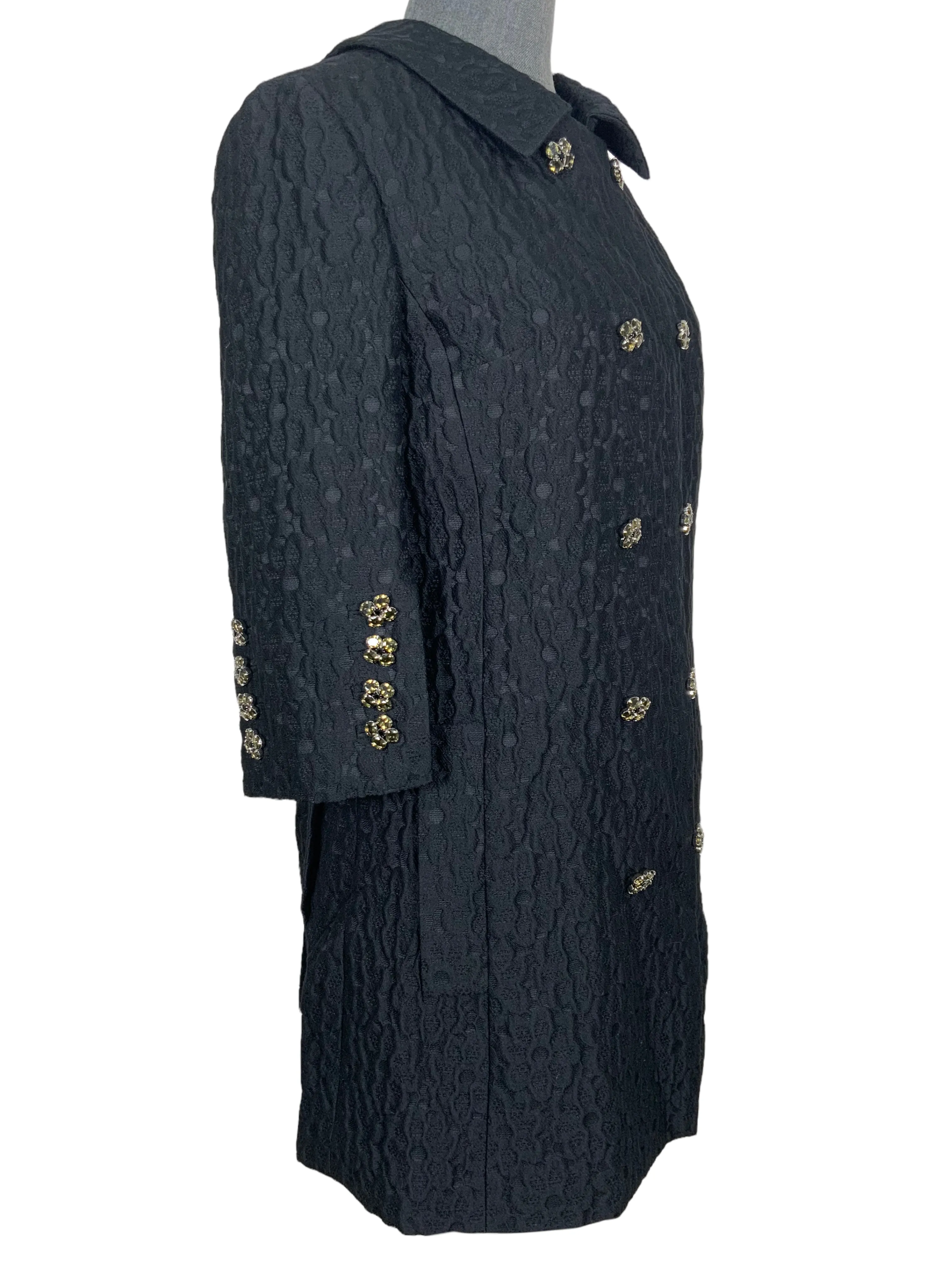 Dolce & Gabbana Wool Plisse Double Breasted Coat Dress Size M